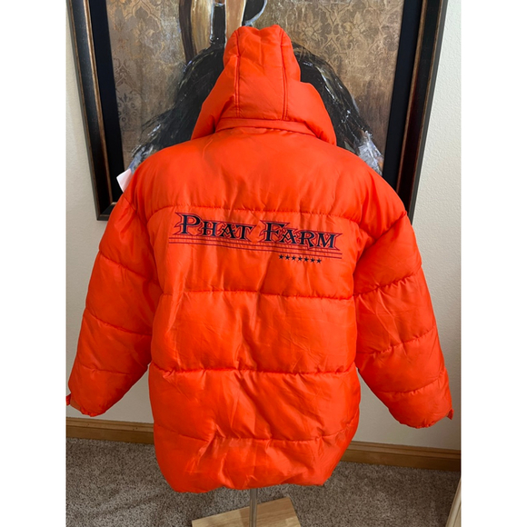 New Unused Vintage Y2K Phat Farm Orange Puffer Jacket XL-4X! - Picture 5 of 6